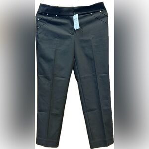 CACHE Black Slim Dress Pants Studded Waist Cropped Ankle Chic Size 8, NWT